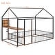 preview thumbnail 25 of 36, Full Size Metal Bed with Desk, House Bed Frame with Shelves and USB Ports
