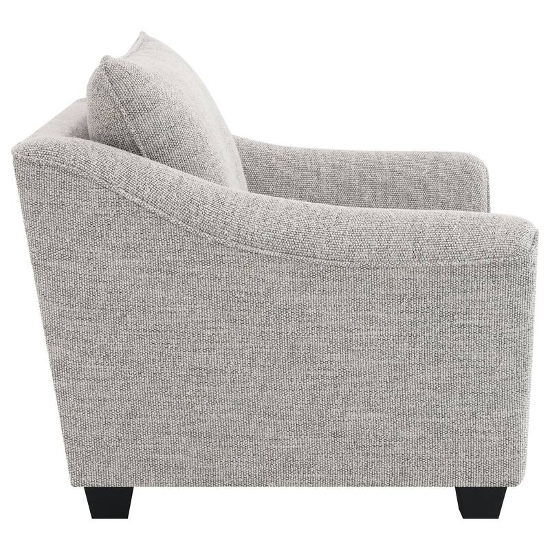 Kito Armchair, 39 Inch Modern Light Gray Fabric, Angled Track Armrests