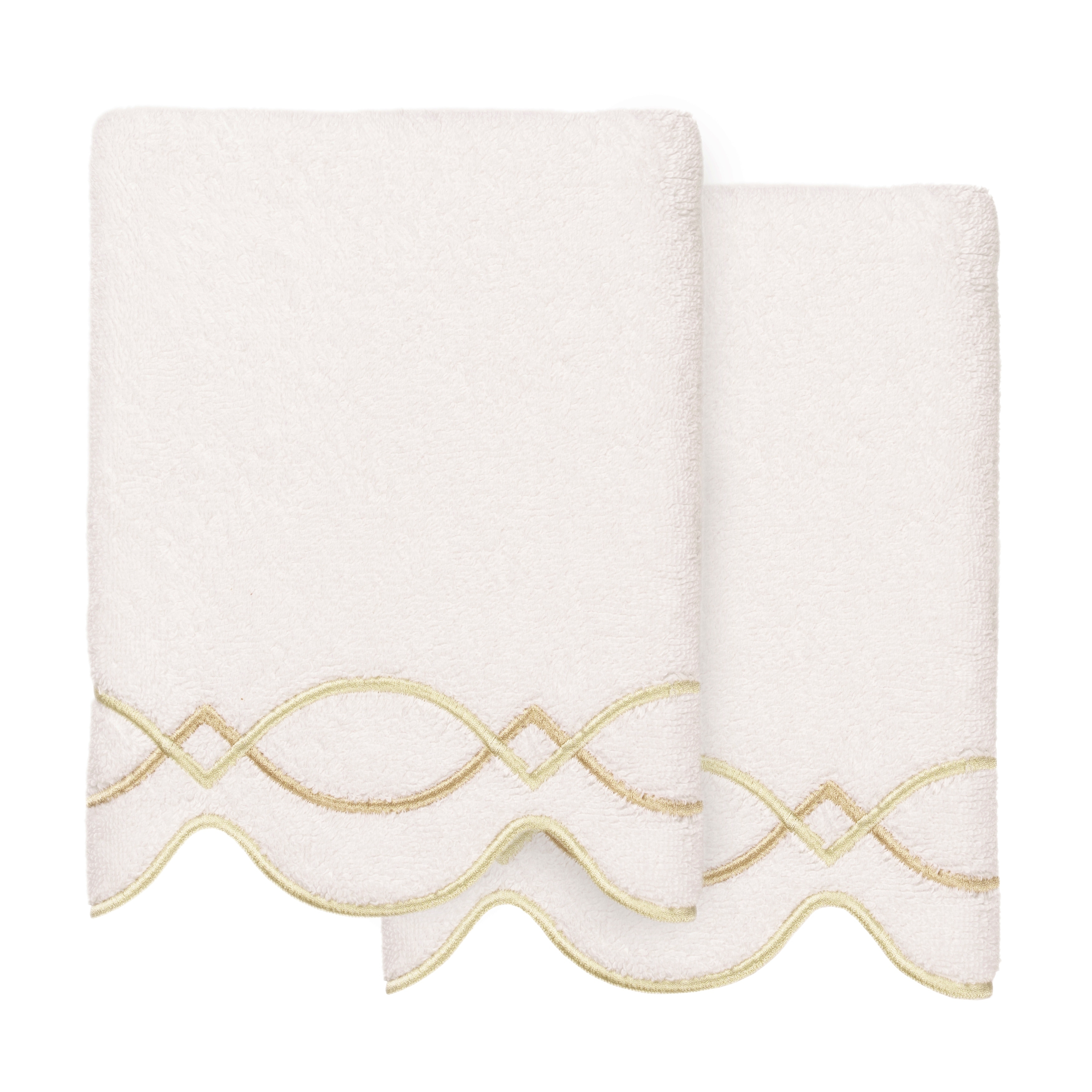 Authentic Hotel and Spa 100% Turkish Cotton DIAMOND CHAIN Scallop Embellished Towel Collection