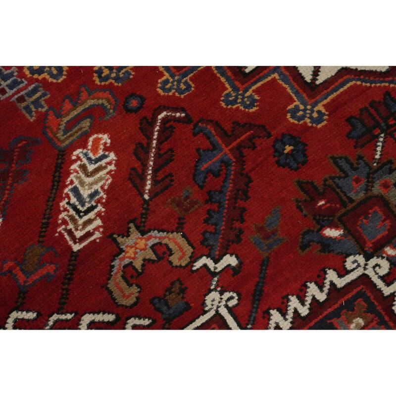 Hand Knotted Oriental 100% Wool Carpet Traditional Medallion Red Heriz Area Rug - 9' 10'' X 6' 7''