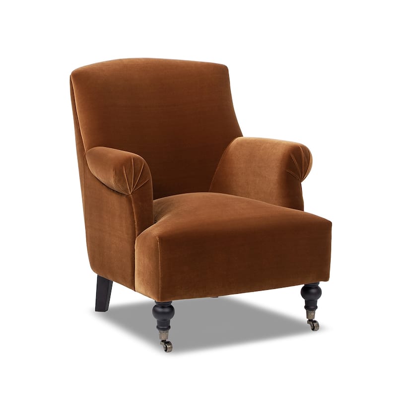 Eloise 30" Transitional Velvet Pleated Sock Arm Accent Chair