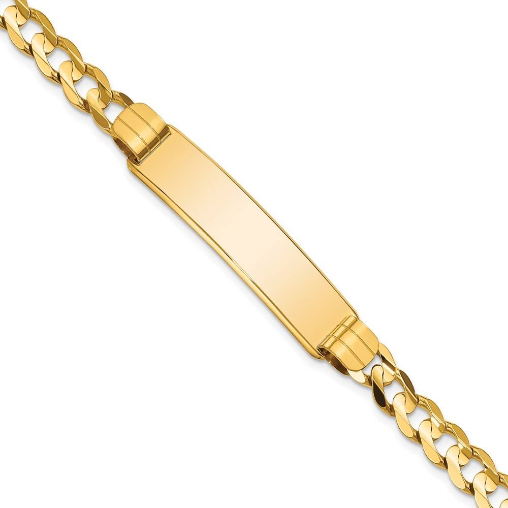 14k Yellow Gold 9mm Curb Link ID Bracelet, 7"