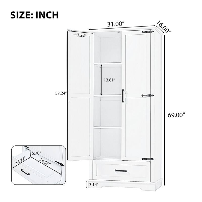 Tall Bathroom Storage Cabinet - White