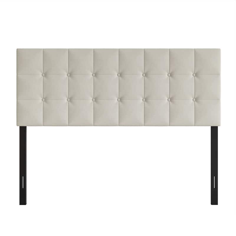 CraftPorch Classic Button-Tufted Rectangle Upholstered Headboard - Warm Grey - Full