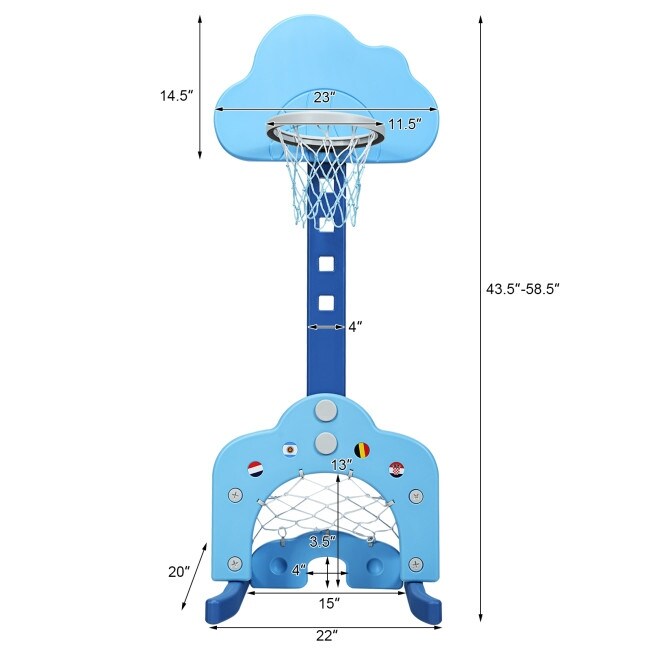 3-in-1 Kids Basketball Hoop Set with Balls-Blue - buybuy