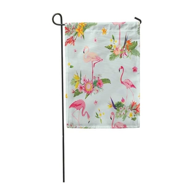 Pink Pattern Flamingo Bird And Tropical Flowers Retro Garden Flag Decorative Flag House Banner 12x18 Inch On Sale Overstock 31366517
