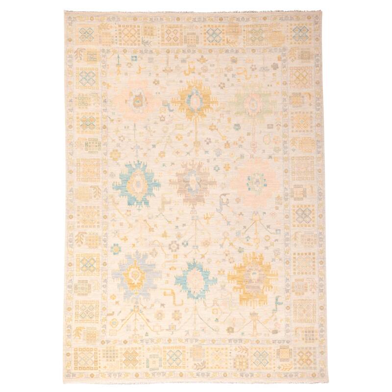 ECARPETGALLERY Hand-knotted Modern Oushak Beige Wool Rug - 10'2 x 14'0
