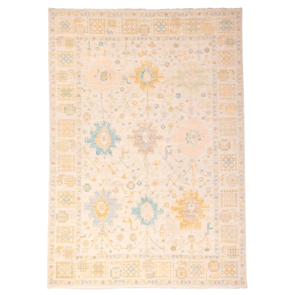 ECARPETGALLERY Hand-knotted Modern Oushak Beige Wool Rug - 10'2 x 14'0