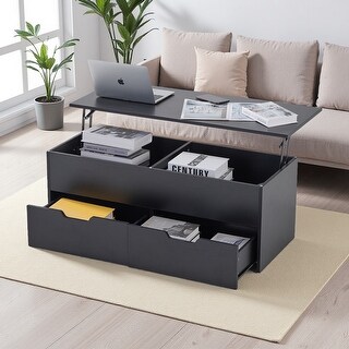 Lift-Top Coffee Table with Hidden Storage Compartment and 2 Drawers ...