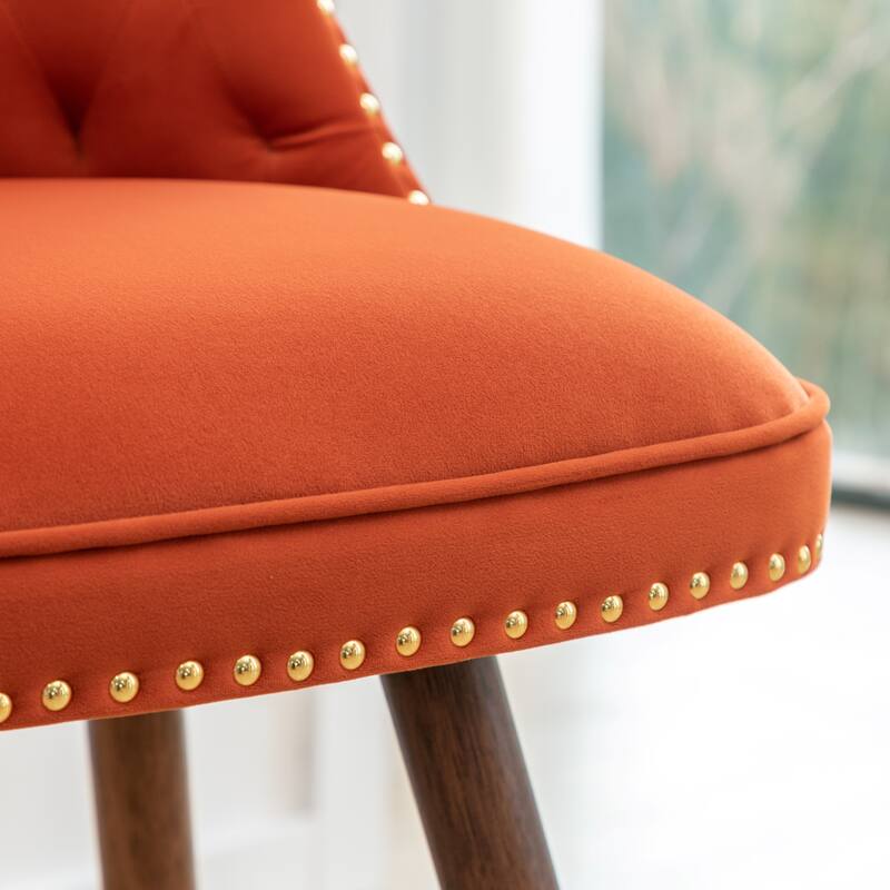 Set of 2 Button-Tufted Counter Stools with Nailhead Trim