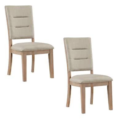 Brown/Beige Fabric Upholstered Wood Frame Dining Chair (Set of 2) Sturdy Dining Chair for Dining Rooms - 19