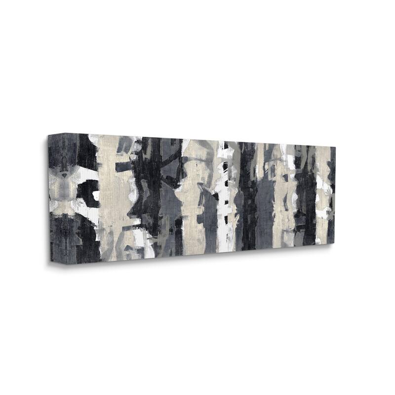 Stupell Modern Busy Abstraction Grey Beige Black Messy Stripes Canvas Wall Art