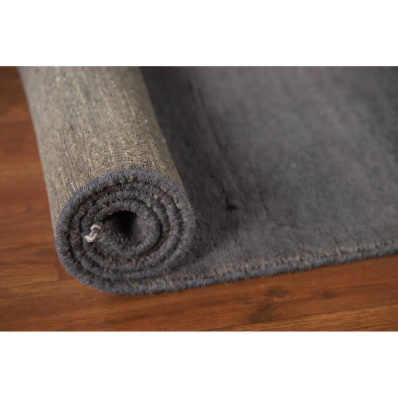 Blue & Grey Gabbeh Oriental Runner Rug Handmade Wool Carpet - 2'8"x 8'0"