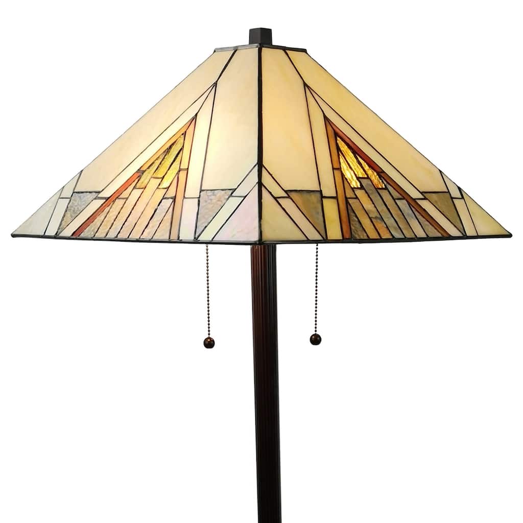 Tiffany Style Mission Standing Floor Lamp 62" Tall AM351FL17 Amora Lighting - Multi-Colored