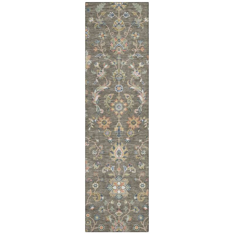 Machine Washable Indoor/ Outdoor Traditional Basalt Chantille Rug