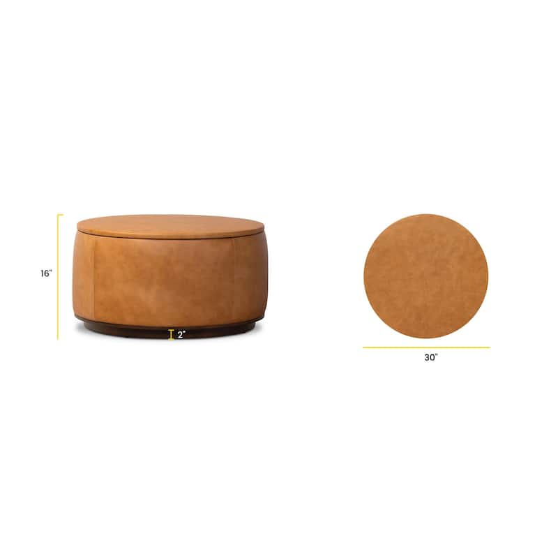 Poly & Bark Herve Storage Ottoman - Full Grain Genuine Italian Leather