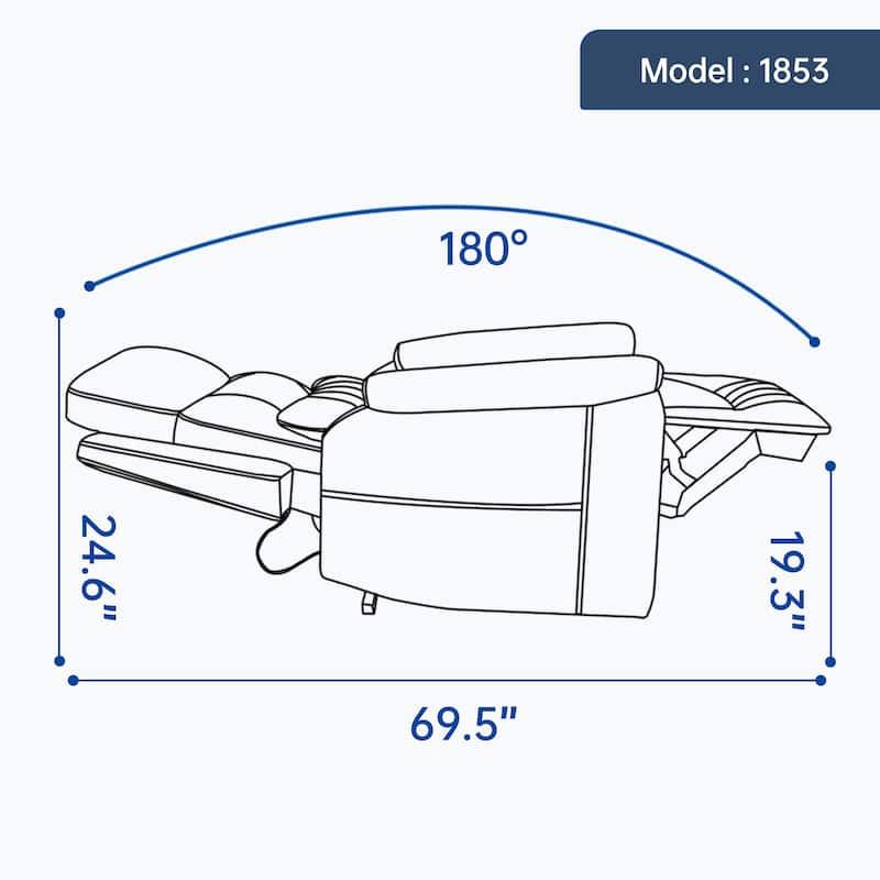 Roomfitters Dual Motor Power Lift Recliner 180 Flat Infinite Position Heat Massage Heavy Duty Leatherair Sofa
