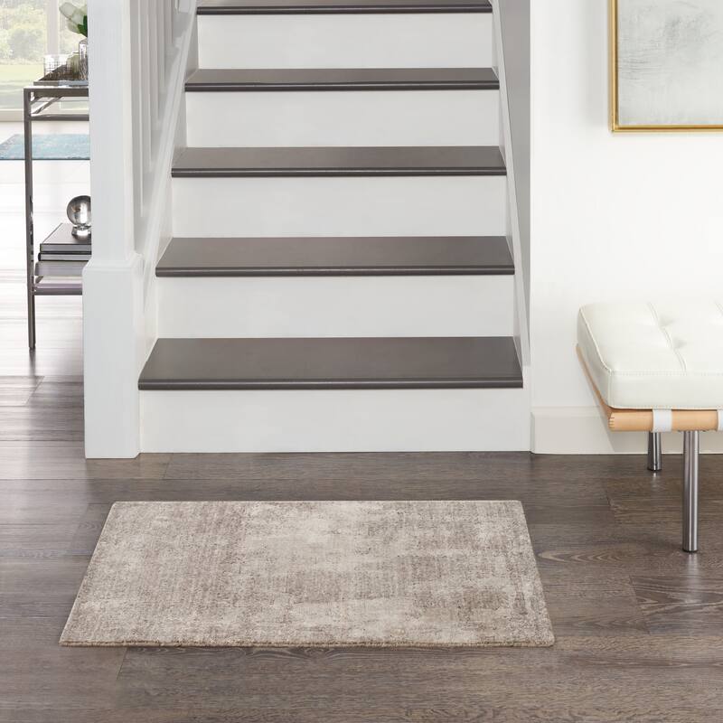 Nourison Harmony Indoor only Silver Abstract Area Rug - Silver/Grey - 2' x 3'