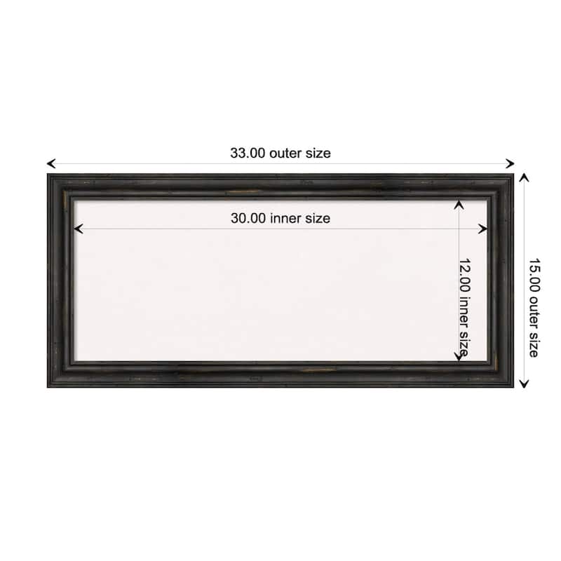 Rustic Pine Narrow Wood Framed White Corkboard Bulletin Board - Rustic Pine Black Narrow - Board Size 30x12