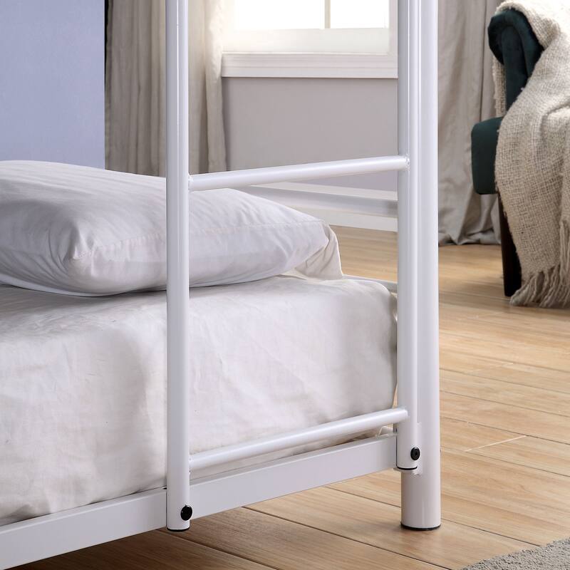 Zord Transitional Twin Metal Triple Bunk Bed with Slatted Guardrails by Furniture of America