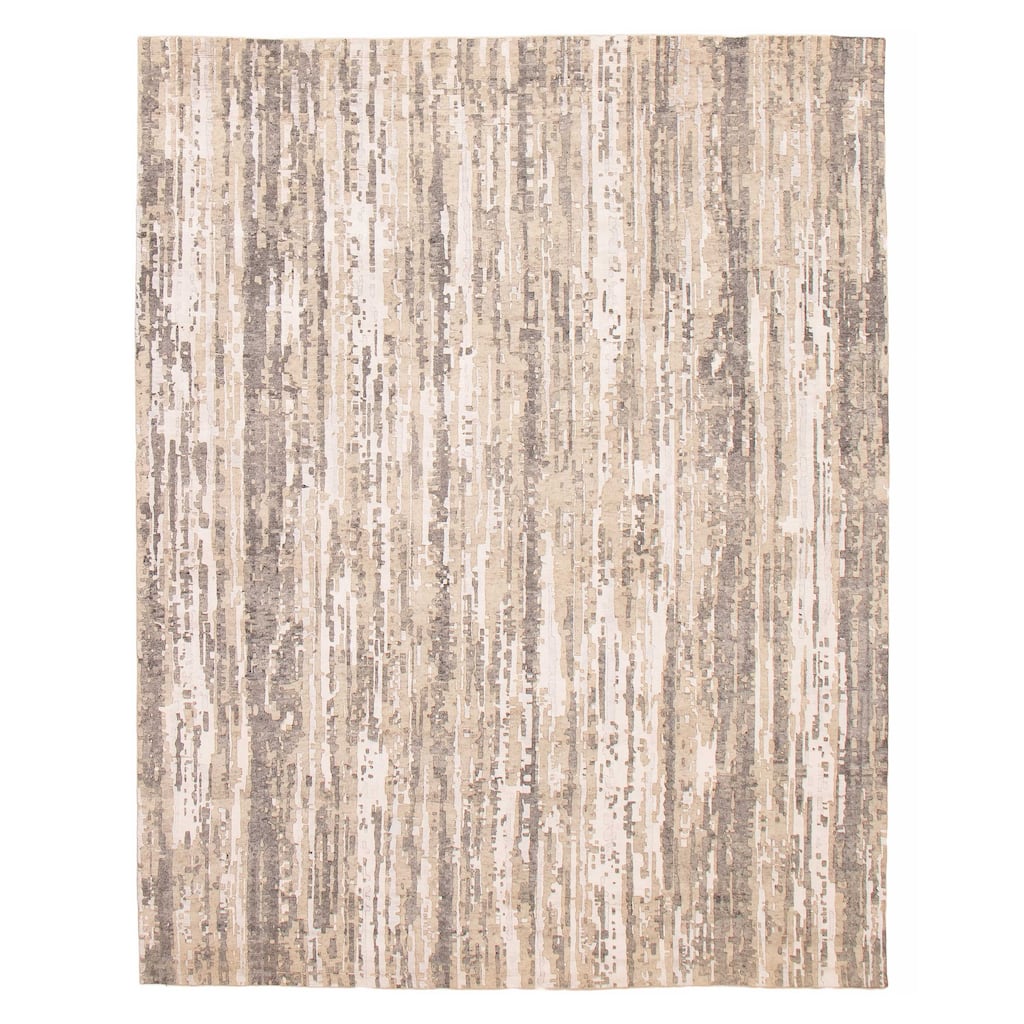 ECARPETGALLERY Hand-knotted Alma Grey Silk, Wool Rug - 7'10 x 9'9