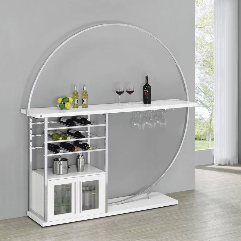 Casey 2-Door Circular LED Home Bar - White