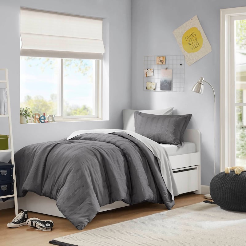 Chelsea Square Logan Woven Striped Comforter Set - Twin/Twin XL - Charcoal