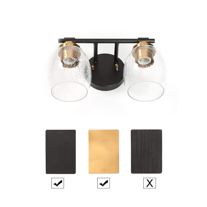 Fintch Modern Farmhouse 2-light Bathroom Vanity Light Fixture Industrial Black Gold Wall Sconce