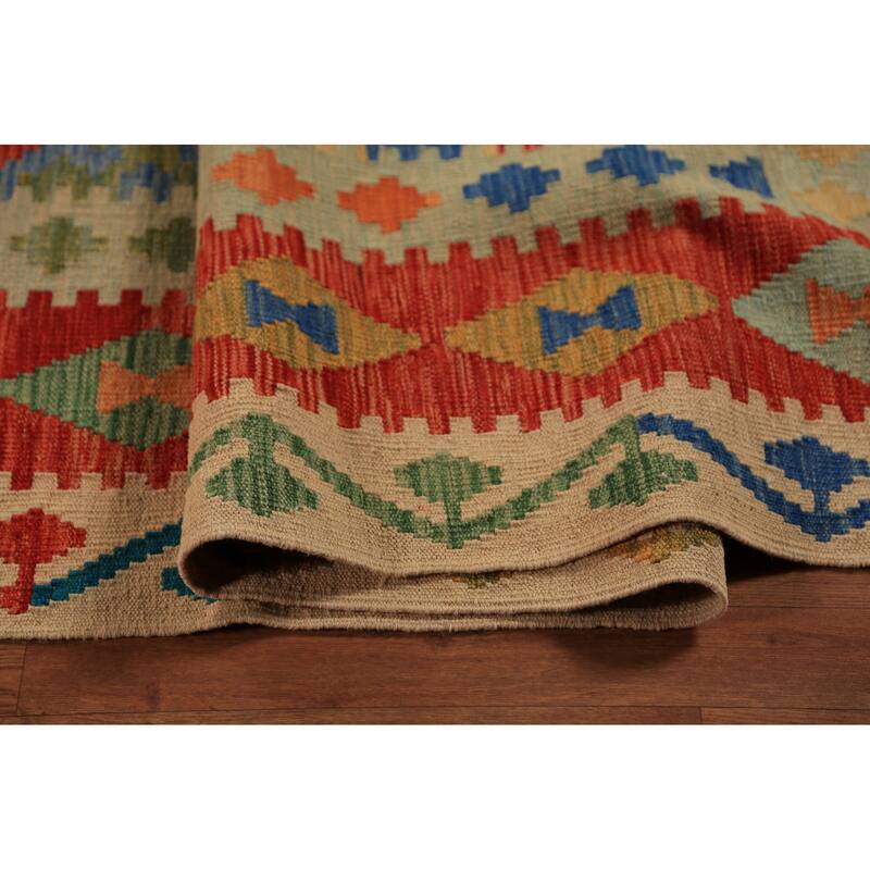 South Western Style Kilim Oriental Large Rug Flatweave Wool Carpet - 10'4"x 16'0"