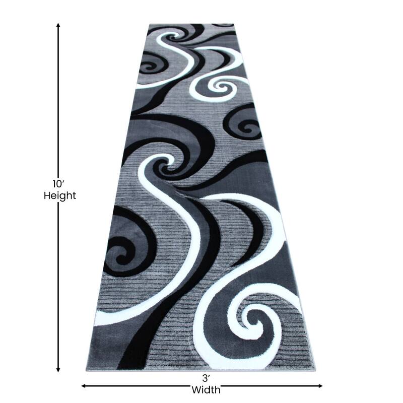 Modern High-Low Sculpted Swirl Design Abstract Area Rug