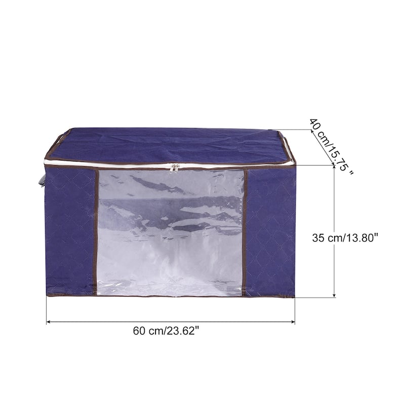 Clothes Storage Bags Comforters Blanket Closet Boxes Organizer 4pcs - Dark Blue