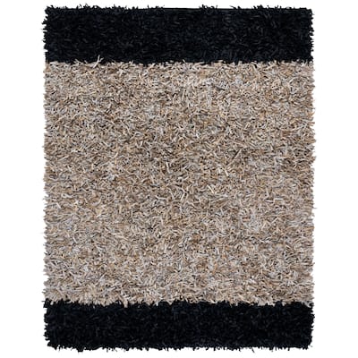 SAFAVIEH Handmade Leather Shag Palmyre Decorative Rug