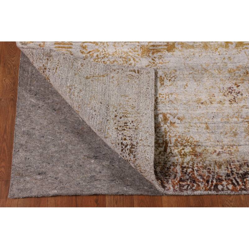 Abstract Indian Area Rug Hand-Knotted Wool Carpet - 6'0" X 9'2"