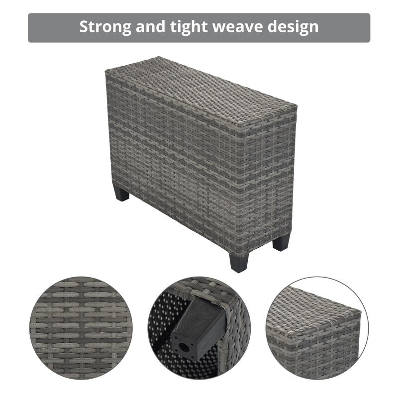 8 Pieces Outdoor Wicker Curved Patio Sectional with Rectangular Coffee Table and Movable Cushions