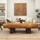 preview thumbnail 4 of 14, Brown Wood Handmade Live Edge T Stand Living Room Coffee Table with Block Legs