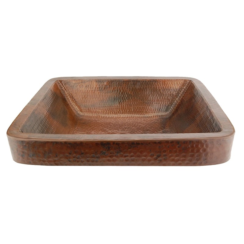 19-in Rectangle Skirted Vessel Hammered Copper Sink (VREC19SKDB)