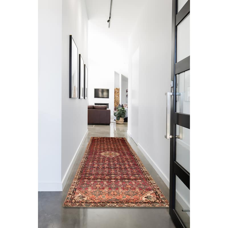 ECARPETGALLERY Hand-knotted Andelz Red Wool Rug - 3' 2" x 10' 1"