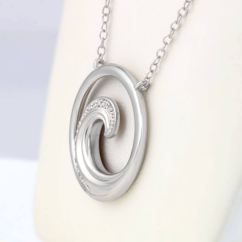 1/20ct Diamond Four Elements of Nature-Water Pendant Necklace in Silver for Women