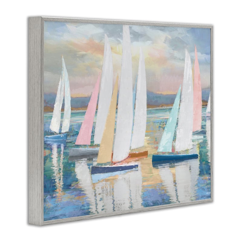 Stupell Abstract & Pastel Sailboat Fleet Framed Giclee Art Design By Amber Sterling