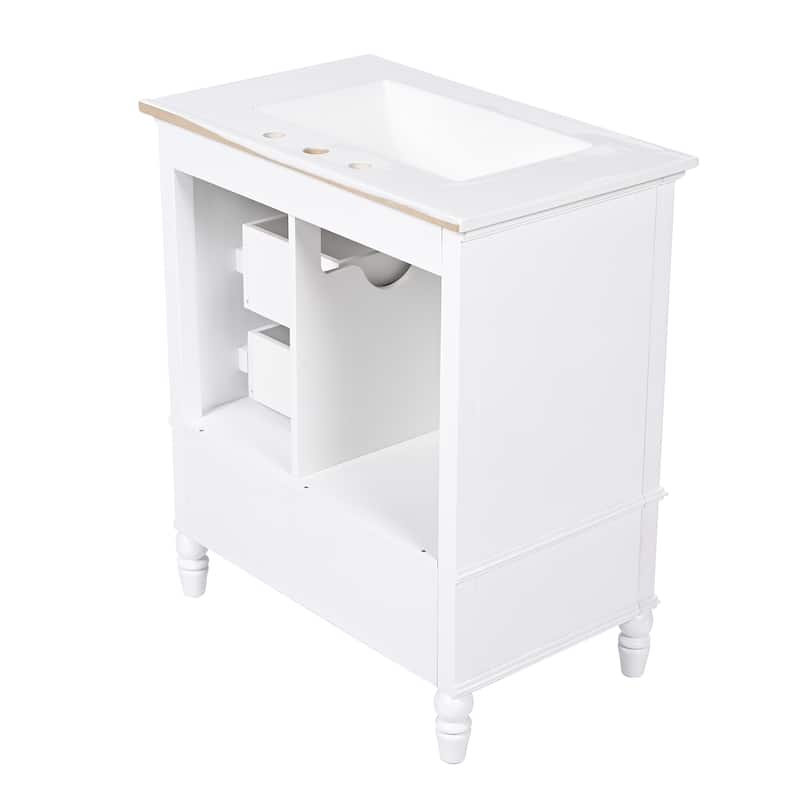 Christopher Knight Home Solvane 30" Bathroom Vanity with Ceramic Sink - 30.00" Lx 18.5" W x 34.4" H