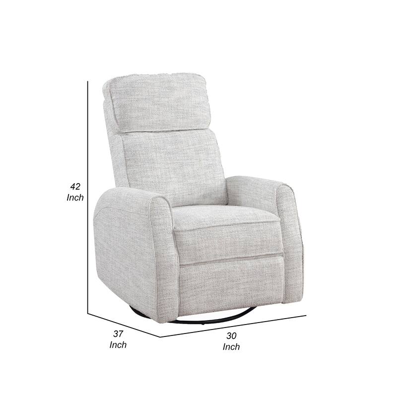 Leox Manual Recliner Chair, 30 Inch, Light Gray Boucle, 360 Swivel