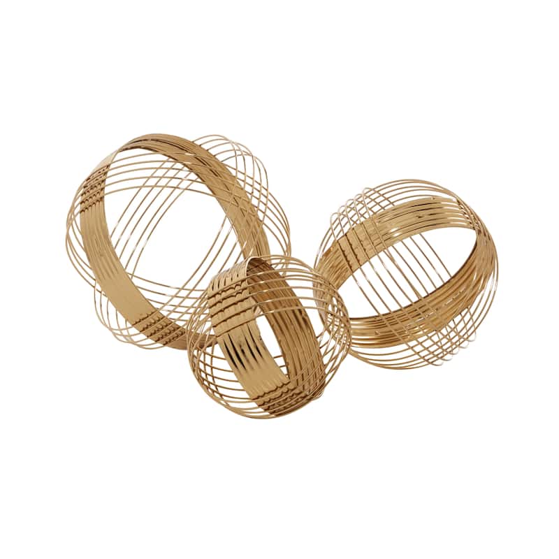 CosmoLiving by Cosmopolitan Gold Metal Geometric Decorative Sculpture (Set of 3) - S/3 8", 7", 6"H