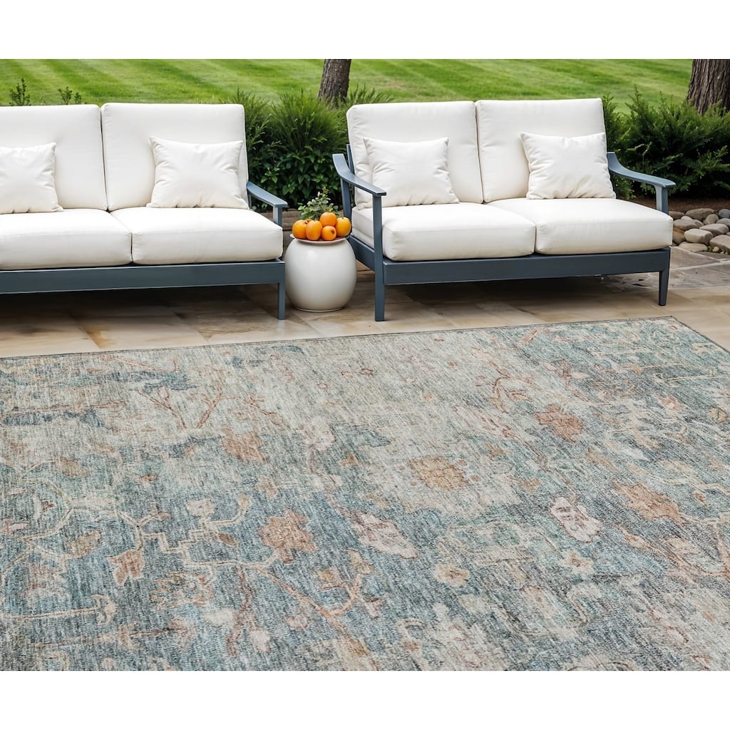 HomeRoots Oriental Traditional Rectangle Outdoor Rug
