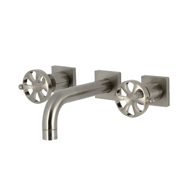 Belknap Two-Handle 3-Hole Wall Mount Bathroom Faucet in Polished Nickel - Brushed Nickel