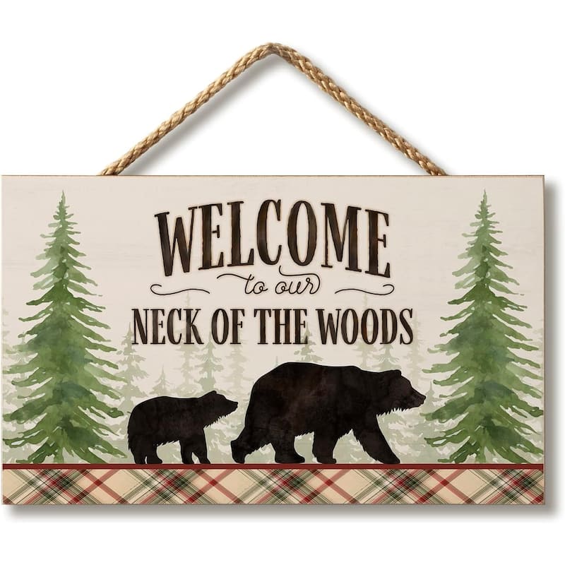 Neck of The Woods Decorative Hanging Wood Sign 9.5” by 5.75” - Multi