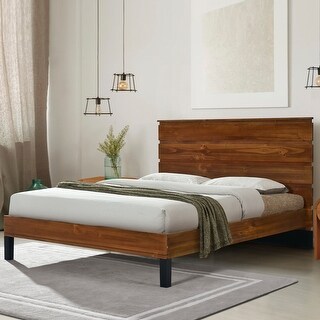Modern Solid Wood Bed Frame With Six-Piece Headboard Design - Bed Bath ...