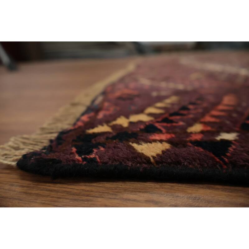 Hand Knotted Oriental 100% Wool Carpet Traditional Geometric Red Bokhara Area Rug - 9' 5'' X 5' 10''