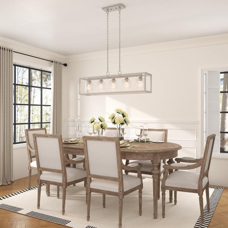 Acroma 5-light Farmhouse Chandelier Rectangle Island Lights for Dining Room