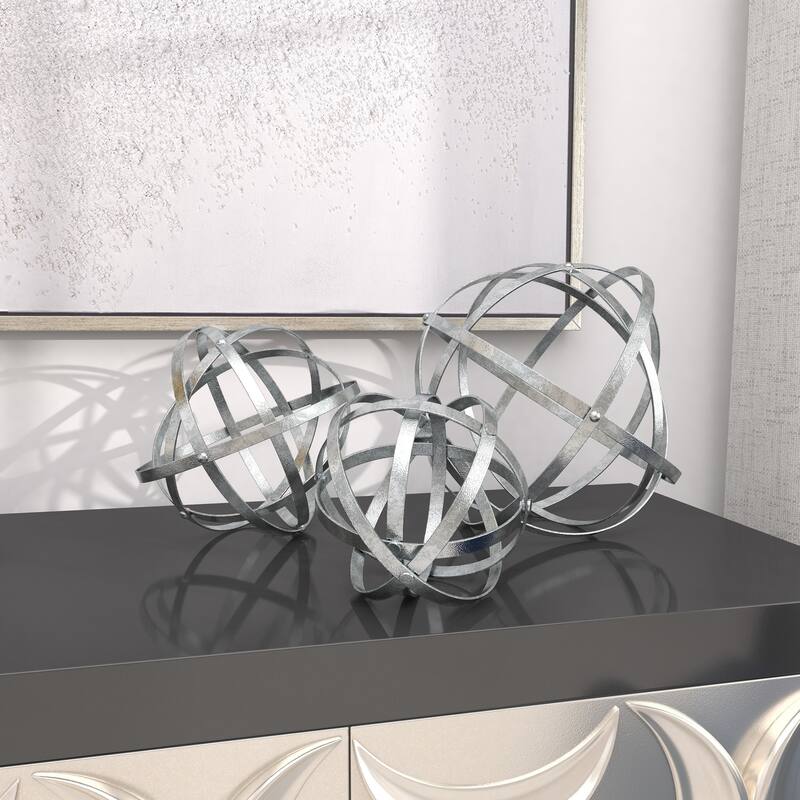 Metal Geometric Sculpture - Set of 3 Silver - Roche River Decor