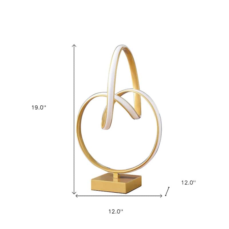 19" Modern Gold Metal Abstract Geometric LED Table Lamp Light with Warm White Glow and Cord Switch - 19"H x 12"W x 12"D